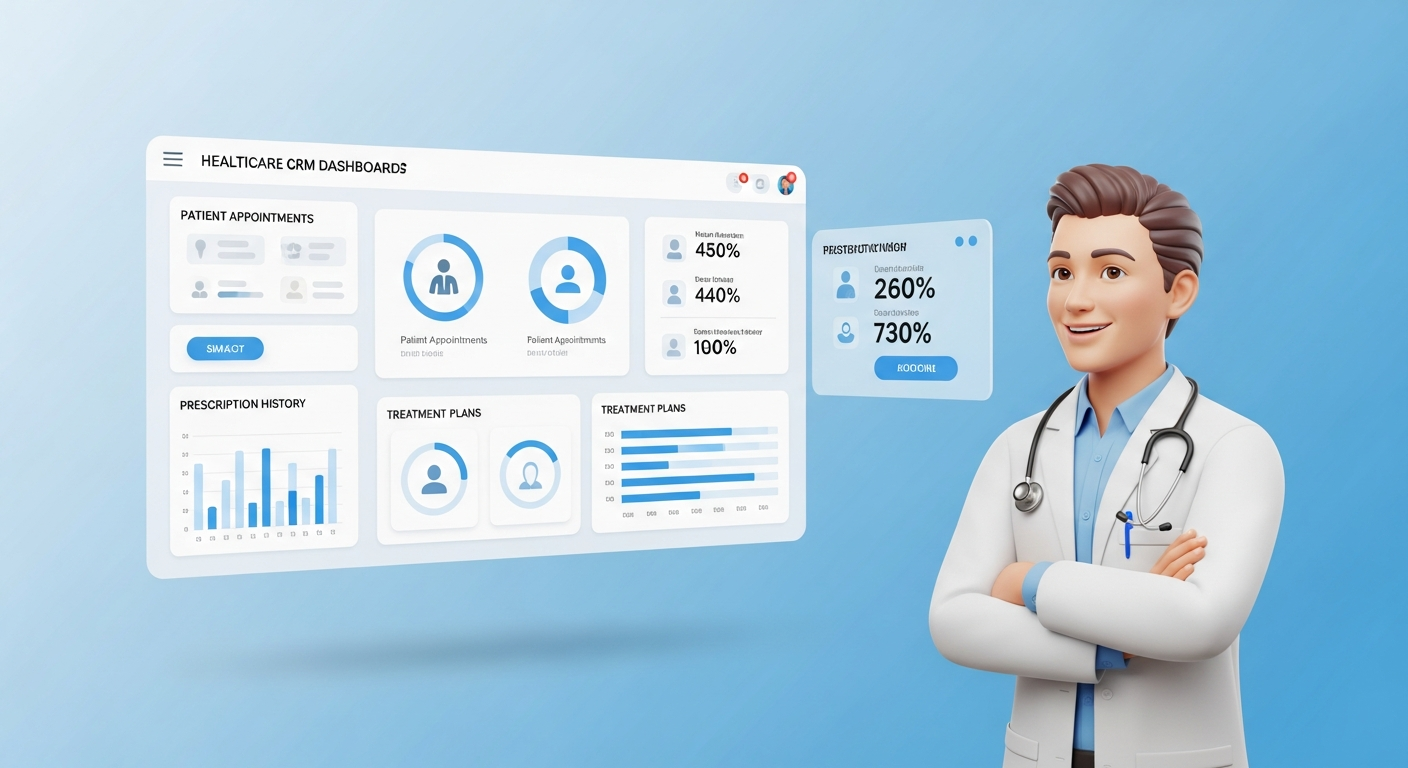 Doctorna Healthcare CRM Dashboard showing patient data and analytics